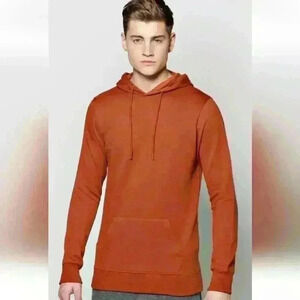 NWT Boohoo MAN Terracotta Long Sleeve Kangaroo Pocket Hoodie Hooded Sweatshirt